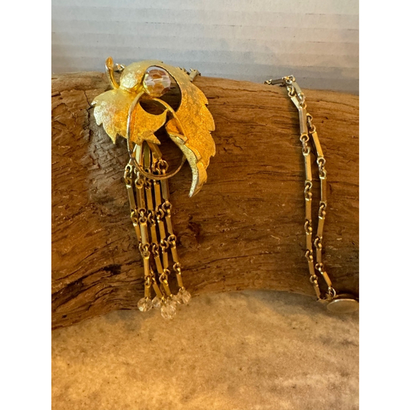 Very retro in gold long necklace, very 60s - Picture 1 of 8